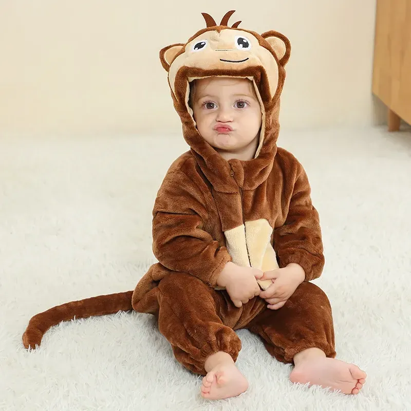 Cozy Cubs – Mono de franela con capucha de animal para bebé: Mono